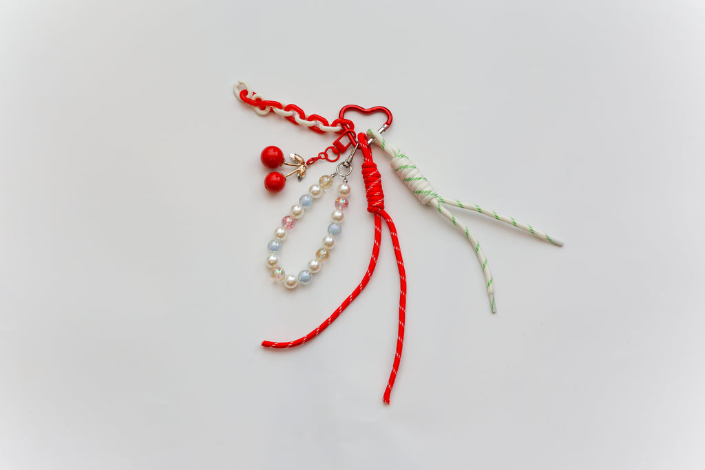 Red Silver/Pearl Keychain