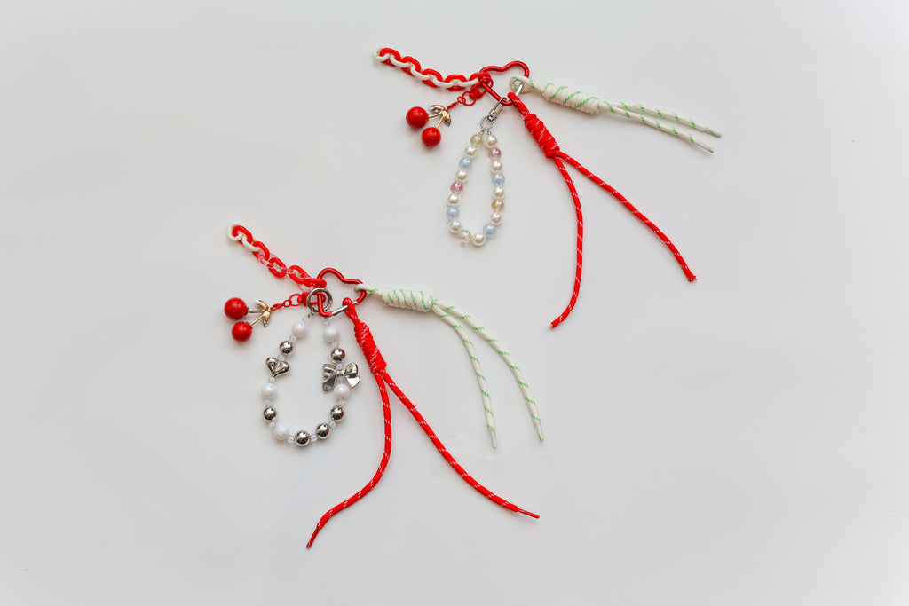 Red Silver/Pearl Keychain