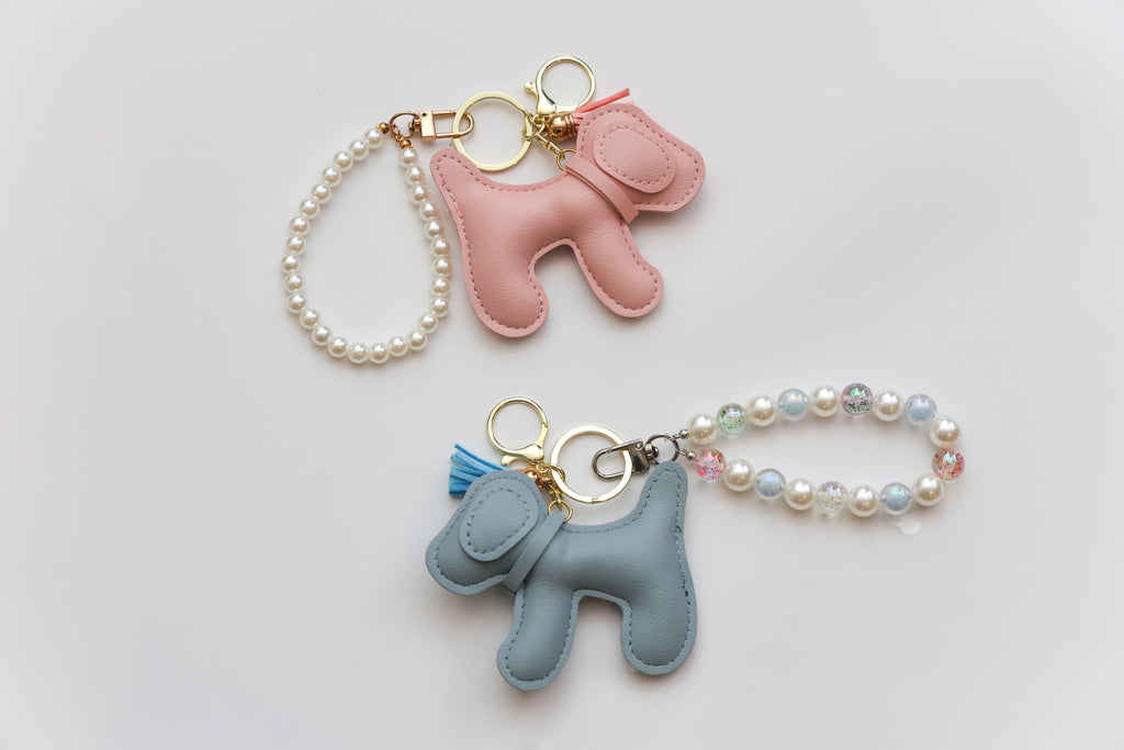 Pink/Blue Puppy Keychain